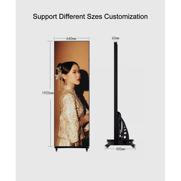 Customized Vertical Floor Stand Advertising Folding LED Mirror Display Poster Screen