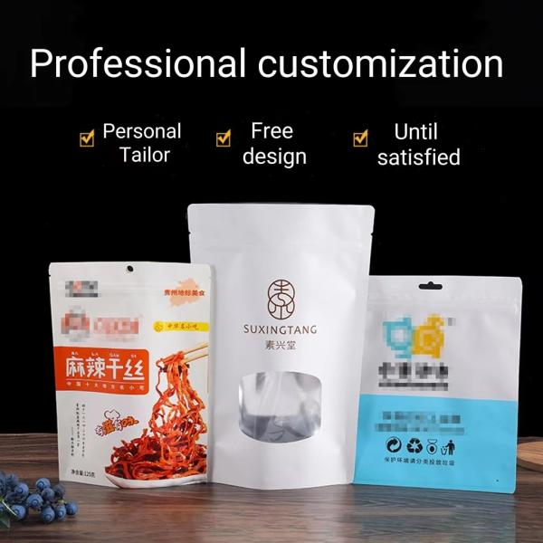 Custom Printed Biodegradable Custom Zipper Bag Pouch Flat Bottom Kraft Tea Bag