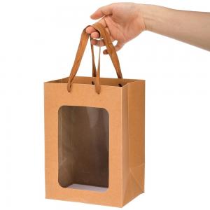 China Custom Color Accepted Paper Type Specialty Paper Shopping Kraft Paper Bags With Window on sale
