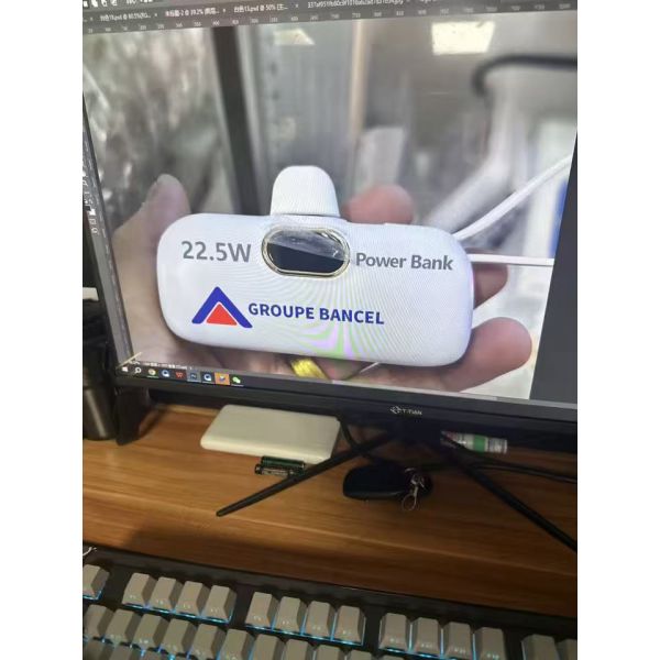 Mini Capsule Power Bank 5000mAh Portable Keychain Charger Wired Fast Charging Li Polymer Battery