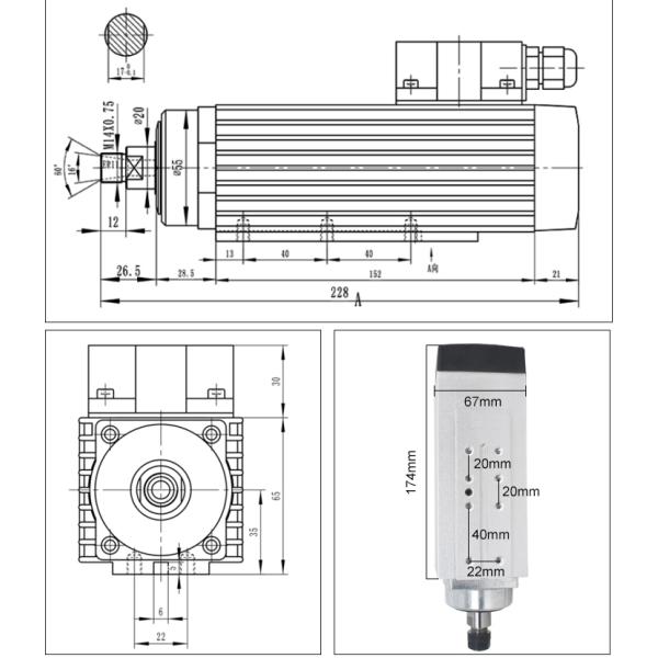 220v/380v Voltage Fan Cooling Air Cooled Spindle Motor for CNC Woodworking Engraving