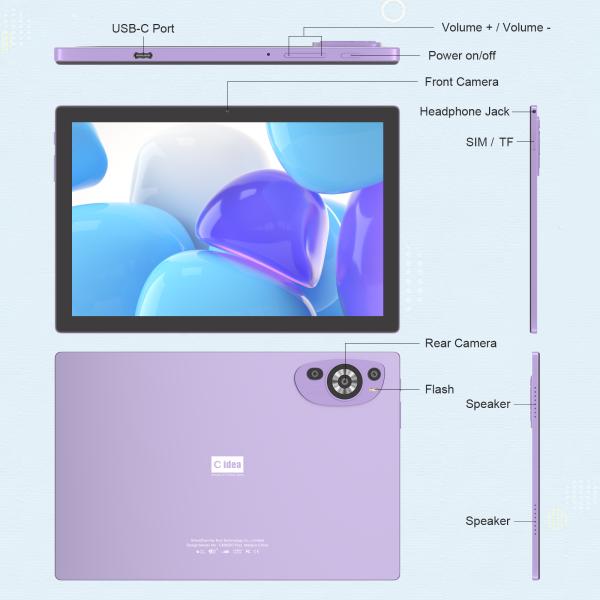 C Idea Android 14 Tab 512GB Educational Tablet For Students With Keyboard Cm8200plus purple