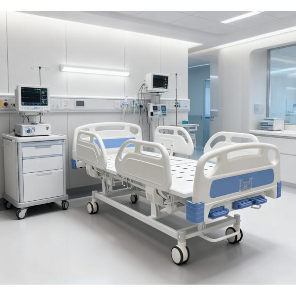 3-Function Manual Patient Bed With PP Safety Rails And Central Braking System