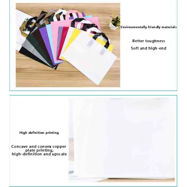 Custom Printed Logo Recyclable Retail Reusable Black Plastic Poly Tote Carrier Shopping Bags