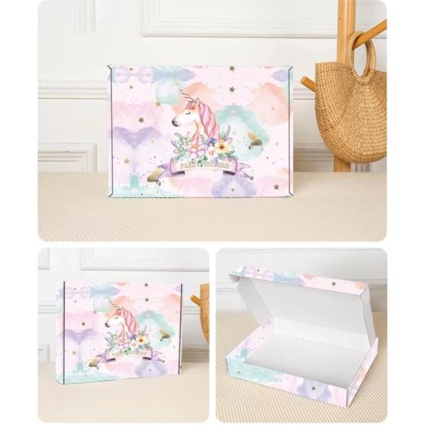 OEM ODM Unicorn Print Corrugated Paper Carton Recycled Colorful Jewelry Box