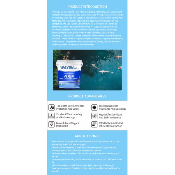 Eco-friendly High Adhesion Antibacterial Waterproof Coating for Swimming Pools and Building Surfaces