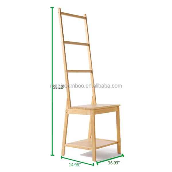 Multifunctional Bamboo Bathroom Towel Shelf Rail Floorstanding Storage