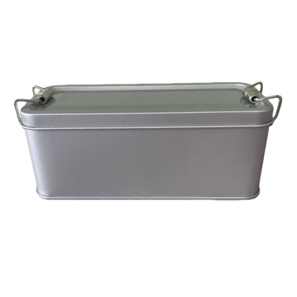 Silver Rectangle Tin Boxes Metal Tinplate Cans For Cake Pastry Tea Wedding Candy