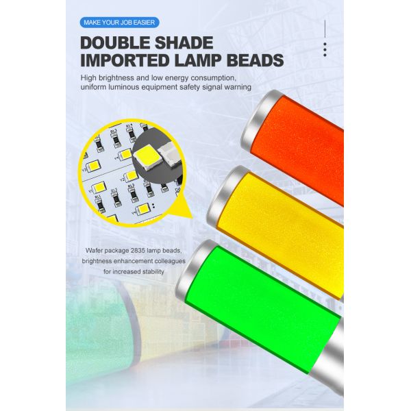 Yellow Glow LED Signal Tower Light Tower Warning Light For Machine 3 Colors Flash 12V 24V