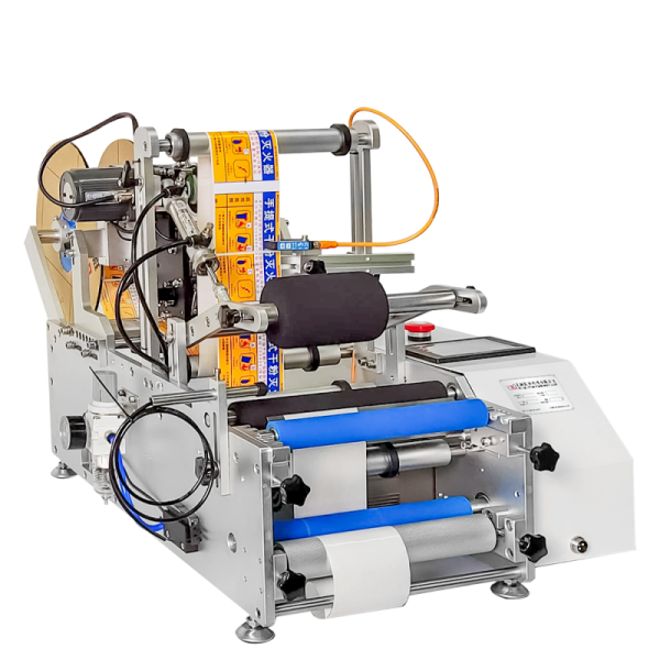 Round Bottle Labeling Machine Semi Automatic Desktop Label Applicator for Juice Beer Red Wine Bottles