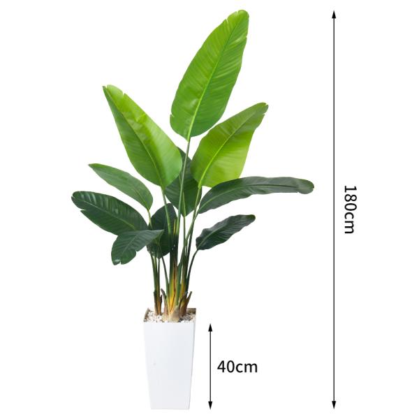 Artificial Bird of Paradise Plant 6.8FT - Luxury Faux Palm Tree in White Planter for Indoor Office Decor