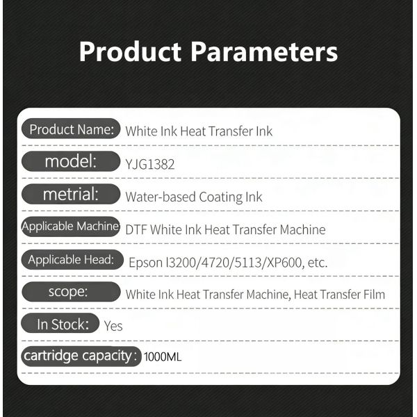 High Opacity White DTF Ink Single Pass Coverage for Epson i3200 Printheads