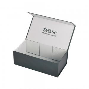 China Green Coated Paper Gift Boxes Packaging Tea Product Magnetic Foldable on sale