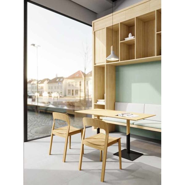 Solid Wood Stackable Restaurant Chair Veneered American Oak Plywood Seating