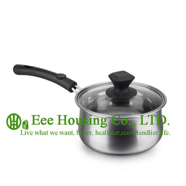 3 pieces stainless steel cooking cookware including fry pan and soup pot and milK pot