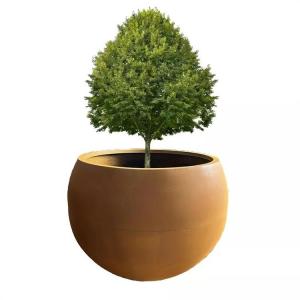 China Customized Corten Steel Irregular Round Planter Boxes Streetscape Tree Pots on sale