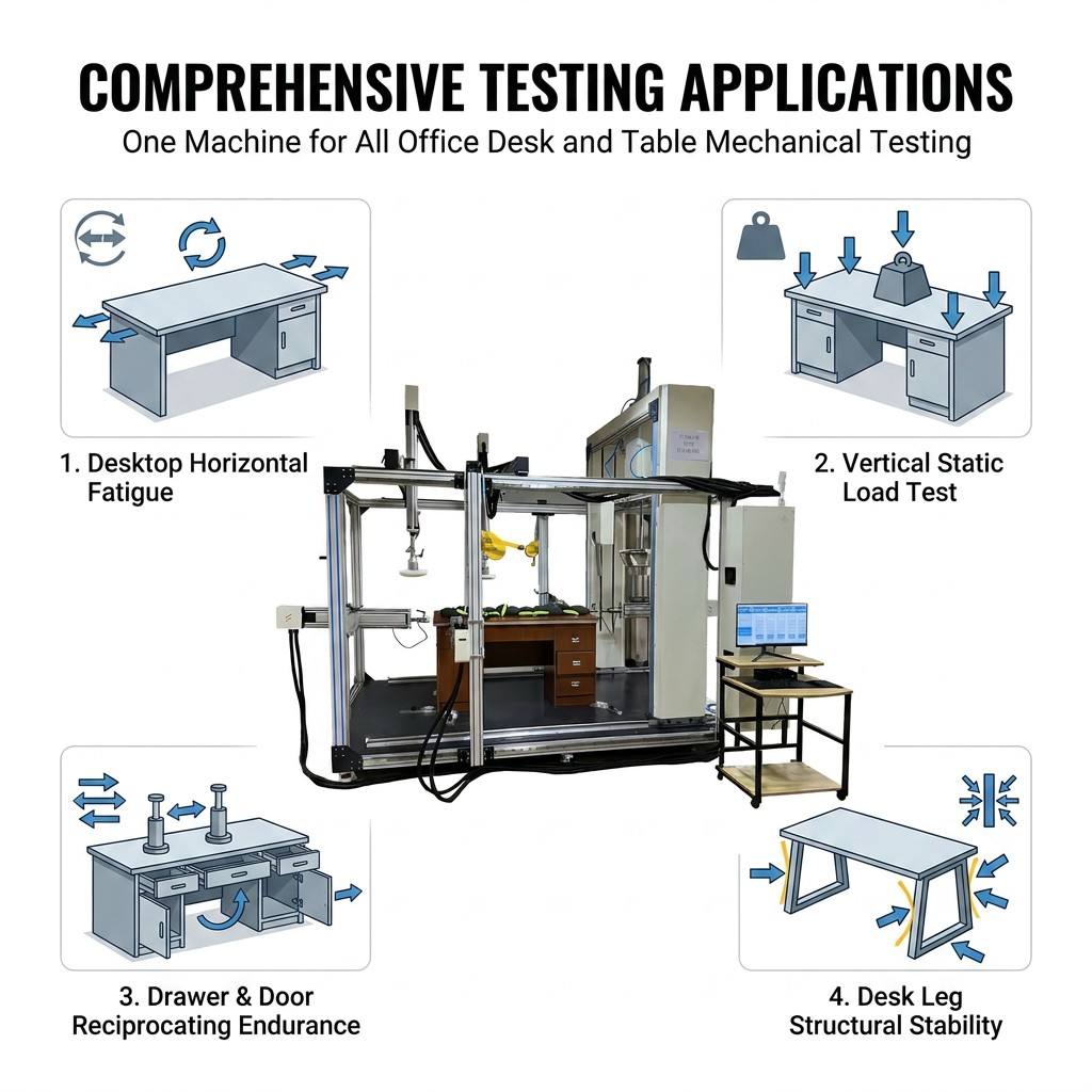 High Precision Office Desk Stability and Durability Tester with 6 Testing Axes Support ISO Standard