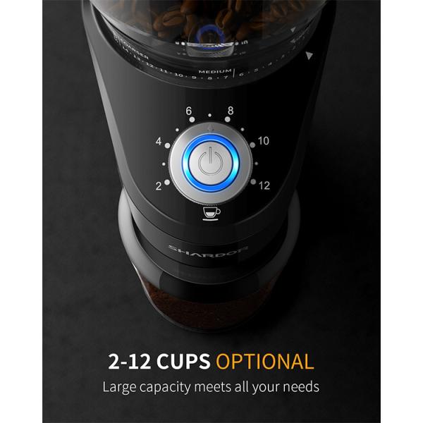 Automatic Conical Burr Coffee Grinder Precise Setting Electric Coffee Equipment