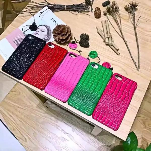 PU Leather Glossy Crocodile Pattern Embossed Back Cover Cell Phone Case For iPhone 7 6s Plus