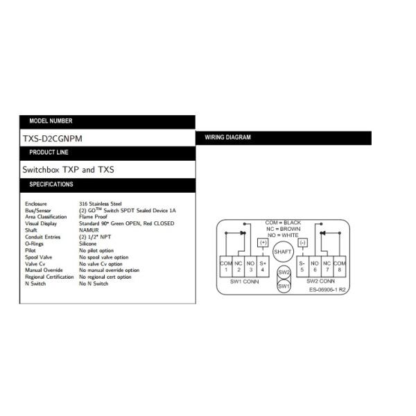 316 Stainless Steel TopWorx Valve Position Switch TXS Series TXS-D2CGNPM