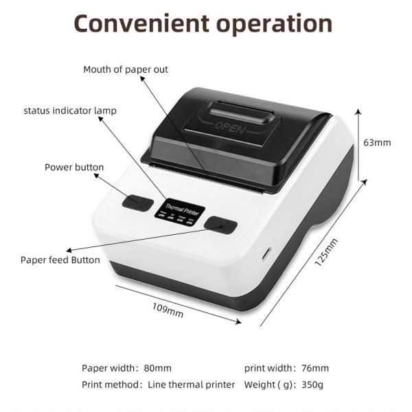 203 Dots/line Max. Resolution Inkless Thermoimpression Mini Ferry Ticket Printer