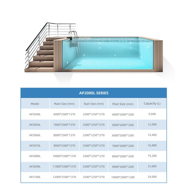 Endless Pool Shipping Container Swimming Pool with Rectangular Fiberglass Pool and Spa