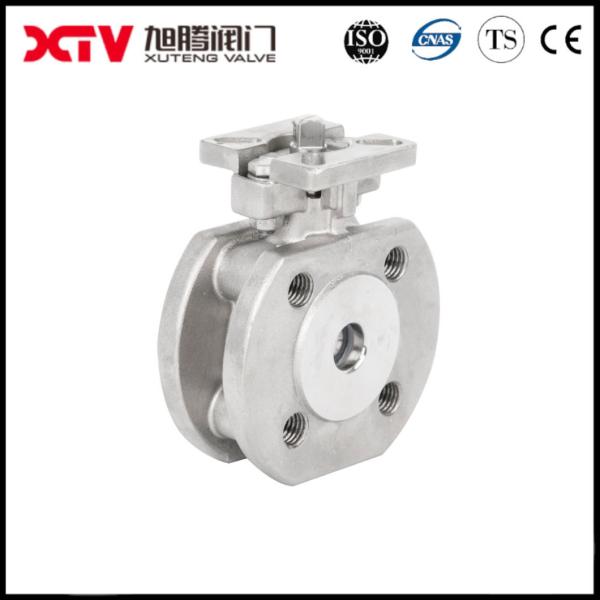 Industrial Round Pair Flange Control Ball Valve with Bypass Function CF8/CF3m Body