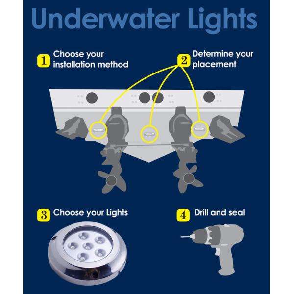30W RGB Marine Underwater LED Lights IP68 316 Stainless Steel Materials