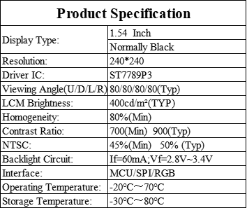 1.54 Inch IPS 240*240 CTP Touch Smart Home TFT Display Module Screen