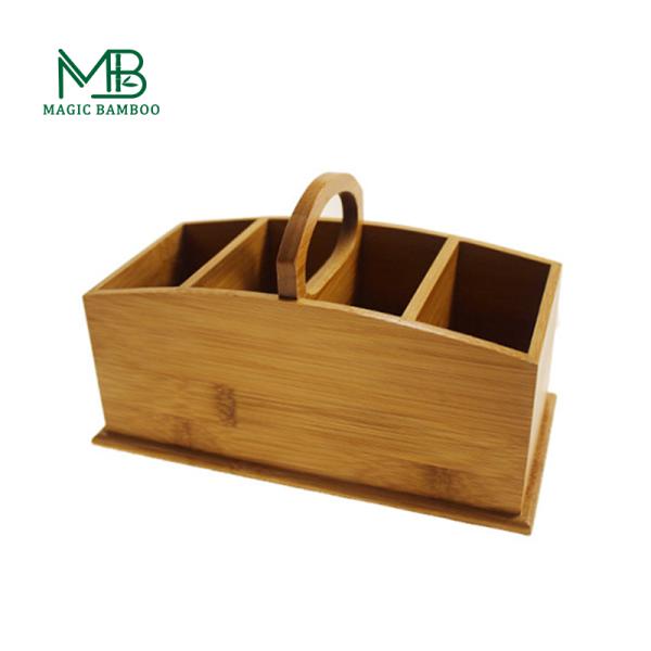 Functional Design Bamboo Multifunctional Desktop File Organizer With Pen Holder Storage Caddy