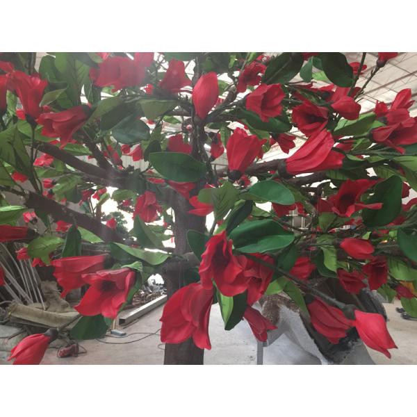 Artificial Kapok Flower Tree Decoration With Fiberglass , Steel Material