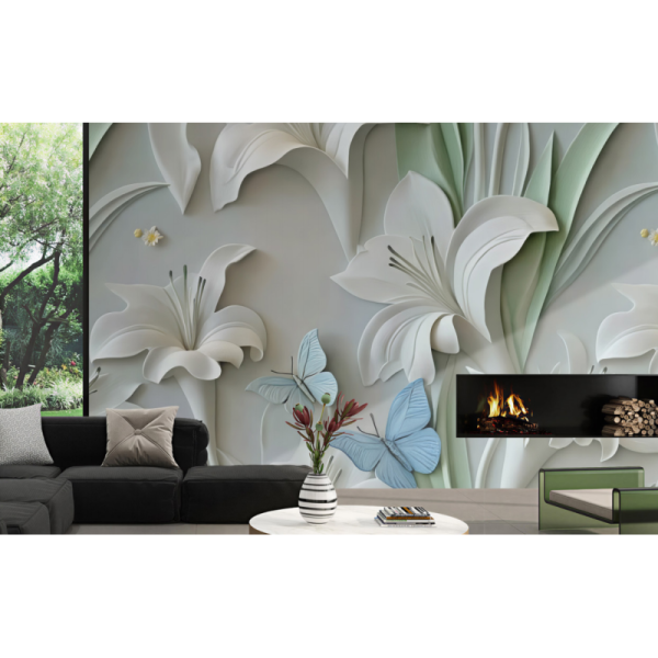 3D Relief PVC Embossed Wall Panel Custom Vivid Patterns Reception Area