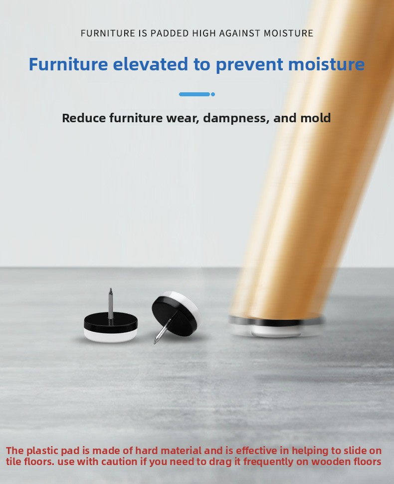 Polyurethane Foot Nails Pads Moisture-Proof Heightening Thickened Double-Layer Black White Sofa Cabinet Table Chair Xiongfeng