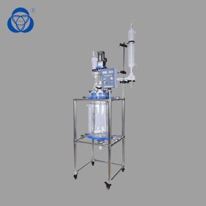 China PTFE Sealing Jacketed Glass Reactor Vessel Thermostat Compounding Electricity Stirrer on sale