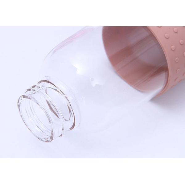 Round Glass Drinking Bottle With Silicone Sleeve Heat Resistant Feature