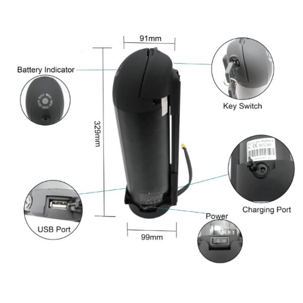 36v 8.8ah Electric Bike Lithium Battery Pack With Key Lock 800 cycles