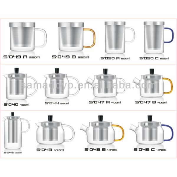 clear Glassware Tea Cups Kettle With Stainless Steel Infuser Strainer