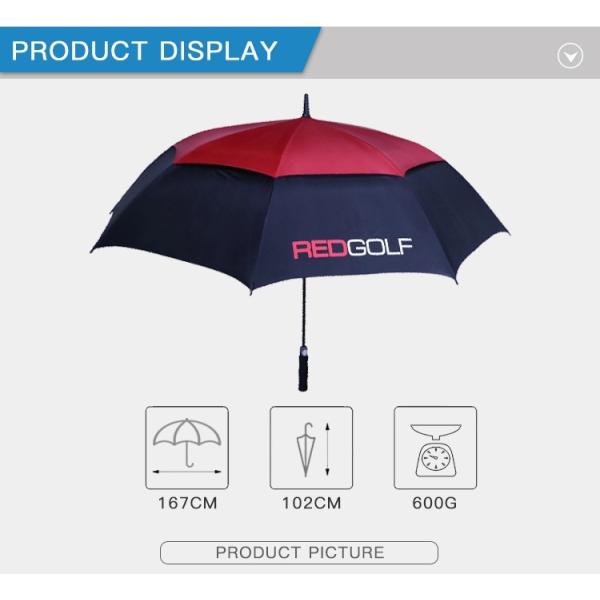 Auto open Double Layer Canopy Vented Umbrella Compact With EVA Foam Straight Handle