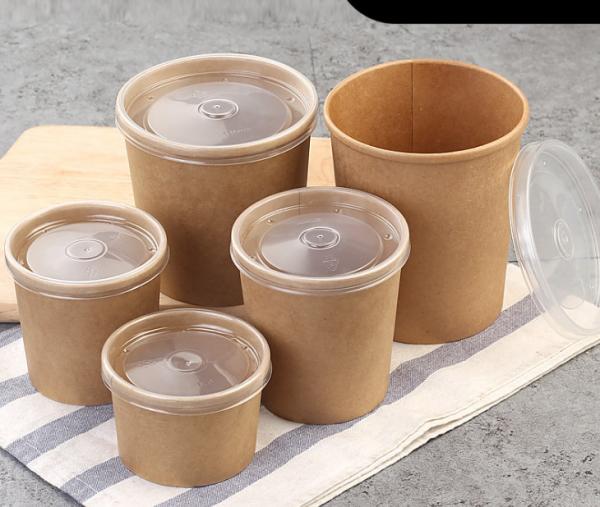 Quality Disposable paper hot soup cup with paper flat lid for sale