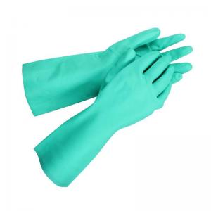 China Industrial Green Nitrile Gloves  Protect Against Chemicals 15 Mil Thickness on sale