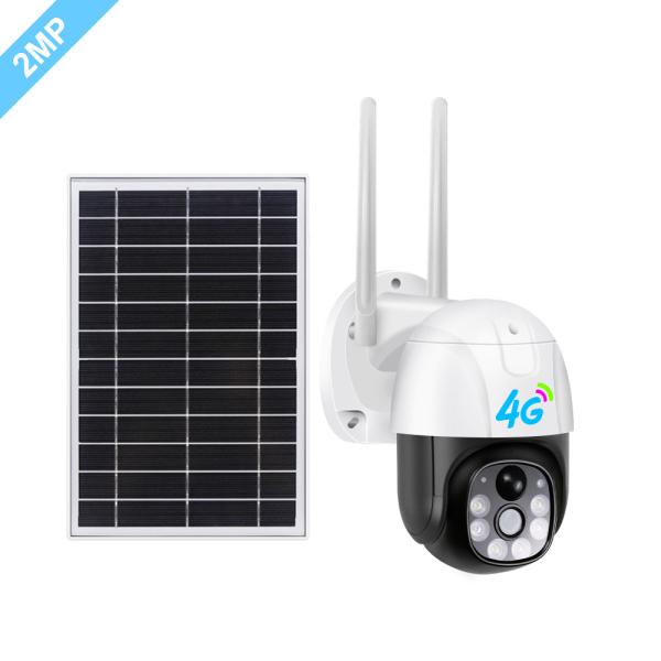 plastic outdoor low power consumption mini 1080P 2MP 4G WIFI PT camera solar security system
