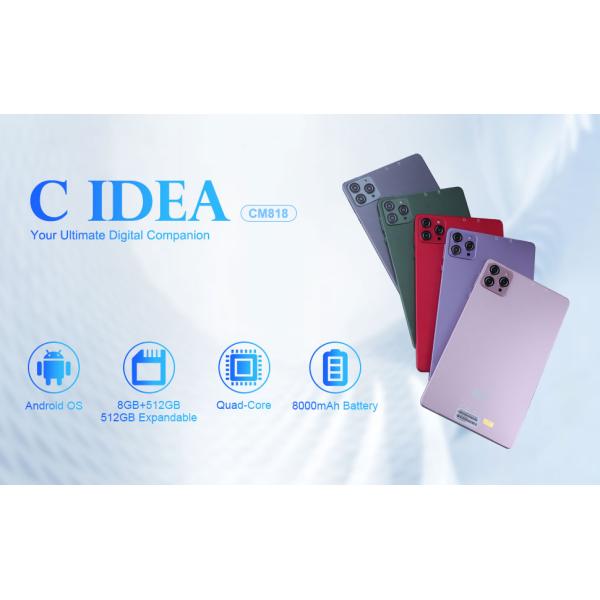 C idea 8 Inch Android Tablet PC With Android 12 OS Quad Core CPU 8GB RAM 512GB Storage IPS HD Display CM818-Green
