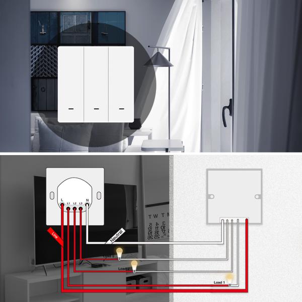 Smart Switch Push Button Interruptor Wifi RF433 EU UK Standard 10A 100V-240V,50Hz/60Hz