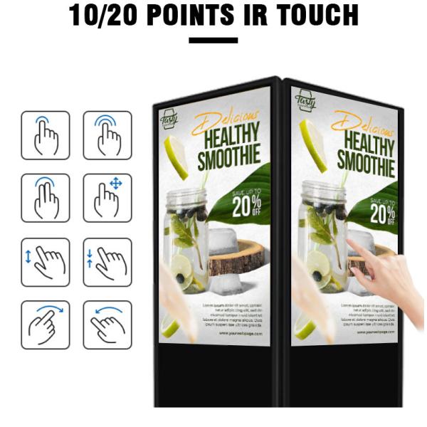 High Resolution 55 Inch Dual Sided Floor Stand Kiosk For Indoor Advertising CMS Remote Control LCD Digital Signage And Displays Dual-Sided Display