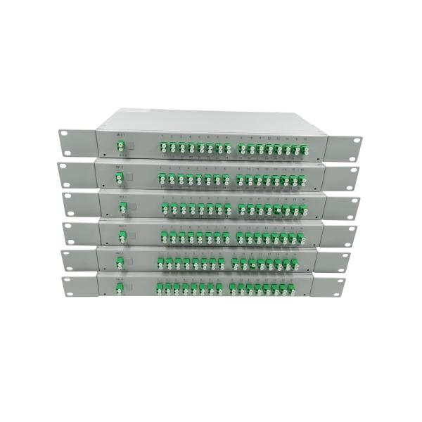 1U Rack Mount 1 × 32 SM Fiber Optic PLC Splitter 19 Inches LC / APC Connector