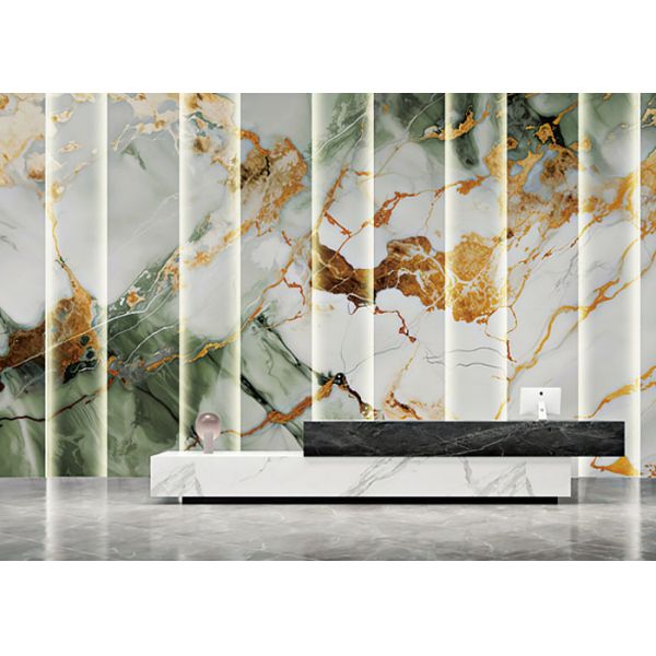 UV 3D PVC Marble Sheet Embossed Waterproof Fireproof Luxury Glossy Interior Wall Panel Decor