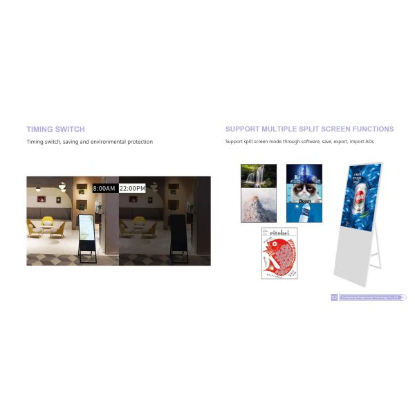 Portable Floor Standing 43 Inch Customized Digital Poster Android/Windows OS Cloud-Based CMS Elevator Airport Subway Education