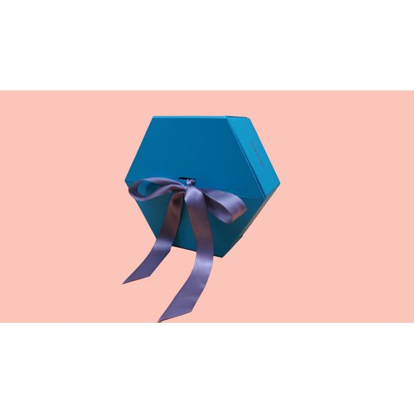 Double Flaps Luxury Rigid Boxes , Hexagon Gift Box Offset PMS UV Printing