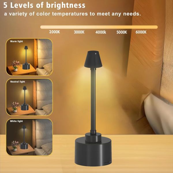 Modern LED Light Table Lamp Outdoor Indoor Rechargeable Cordless Simple Sleek Design