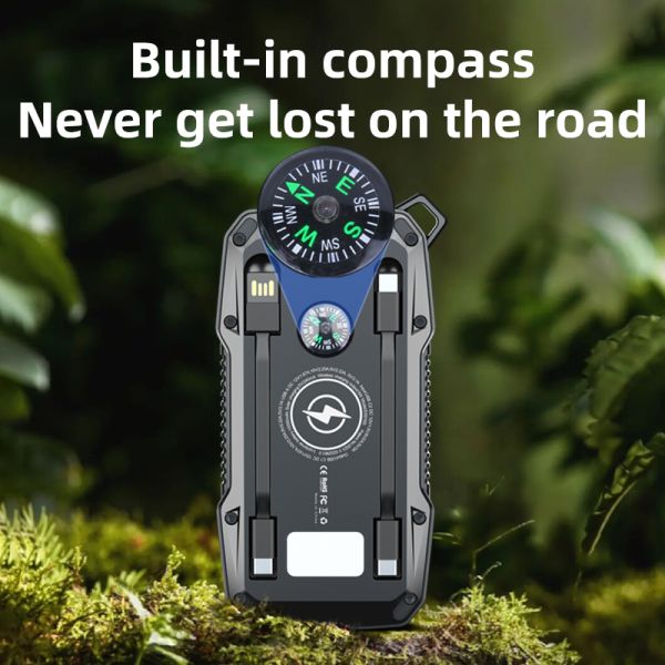 LED Camping Cordless Power Bank 10000mAh 10W Solar Waterproof Outdoor Security Charger